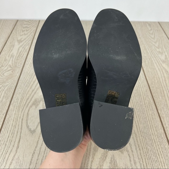 Jeffery Campbell Torbett Heeled Tassel Loafers 8 Black Croc Embossed $168 - Picture 9 of 10